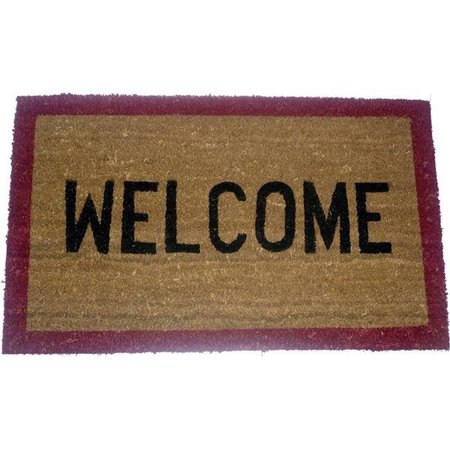 GEO CRAFTS Geo Crafts G104 WELCOME RED 18 x 30 in. PVC Backed Stencilled with Border Coco Doormat G104 WELCOME RED